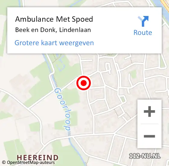 Locatie op kaart van de 112 melding: Ambulance Met Spoed Naar Beek en Donk, Lindenlaan op 1 april 2017 06:28