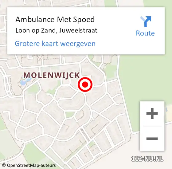 Locatie op kaart van de 112 melding: Ambulance Met Spoed Naar Loon op Zand, Juweelstraat op 1 april 2017 06:34