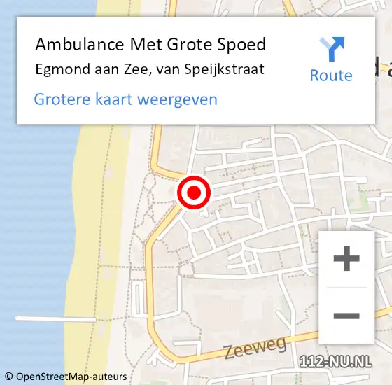 Locatie op kaart van de 112 melding: Ambulance Met Grote Spoed Naar Egmond aan Zee, van Speijkstraat op 1 april 2017 07:04