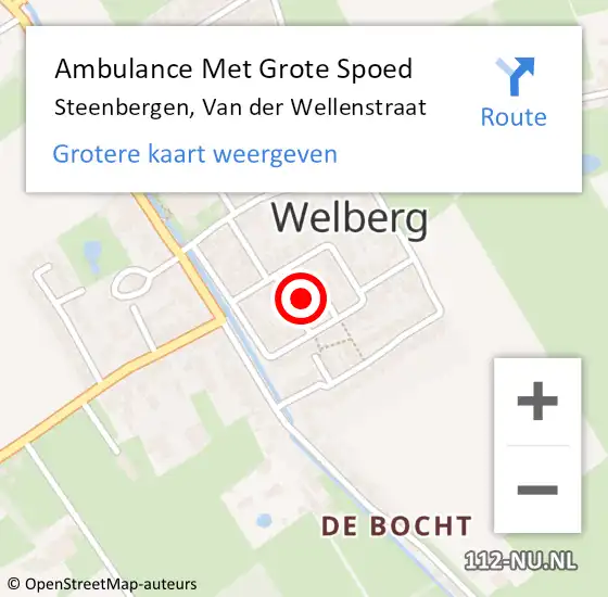 Locatie op kaart van de 112 melding: Ambulance Met Grote Spoed Naar Steenbergen, Van der Wellenstraat op 1 april 2017 09:34