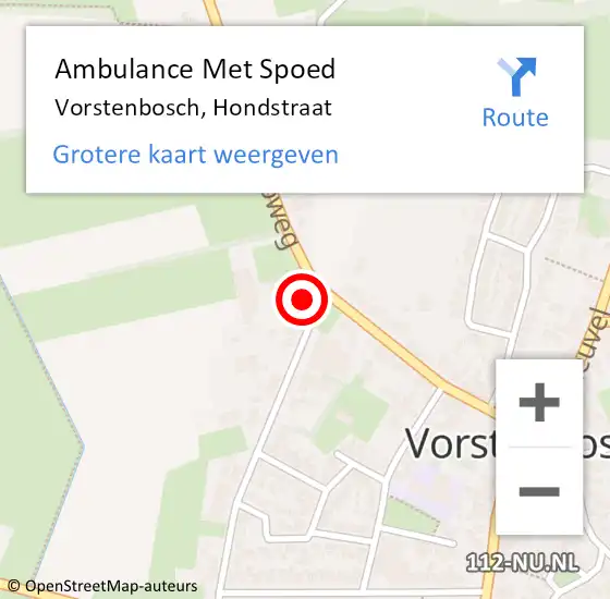 Locatie op kaart van de 112 melding: Ambulance Met Spoed Naar Vorstenbosch, Hondstraat op 15 januari 2014 18:51