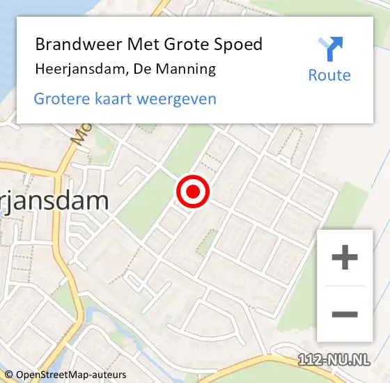 Locatie op kaart van de 112 melding: Brandweer Met Grote Spoed Naar Heerjansdam, De Manning op 1 april 2017 10:39