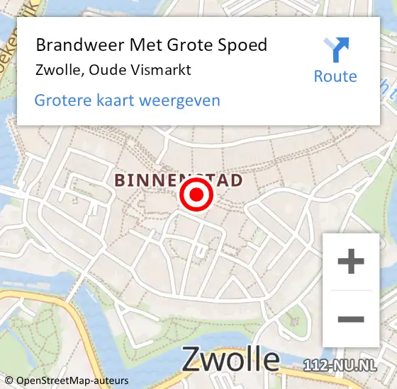 Locatie op kaart van de 112 melding: Brandweer Met Grote Spoed Naar Zwolle, Oude Vismarkt op 1 april 2017 11:35