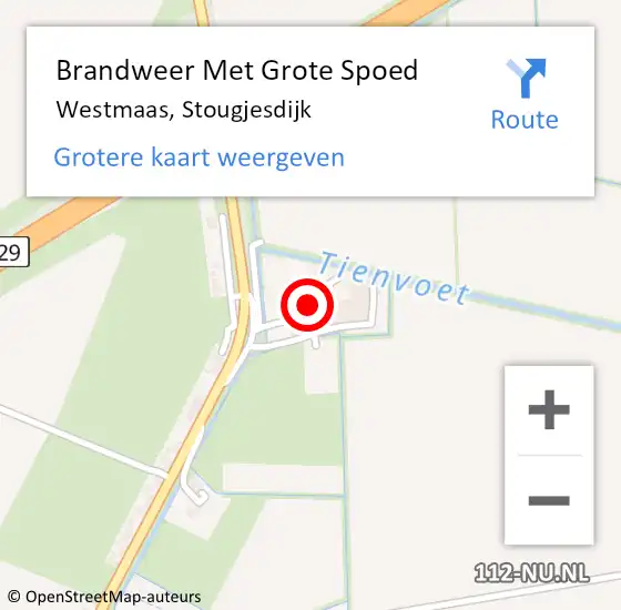 Locatie op kaart van de 112 melding: Brandweer Met Grote Spoed Naar Westmaas, Stougjesdijk op 1 april 2017 11:36