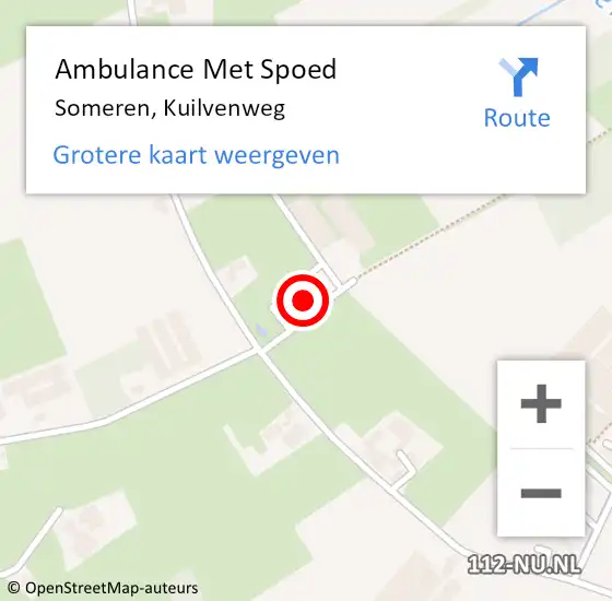 Locatie op kaart van de 112 melding: Ambulance Met Spoed Naar Someren, Kuilvenweg op 1 april 2017 12:16