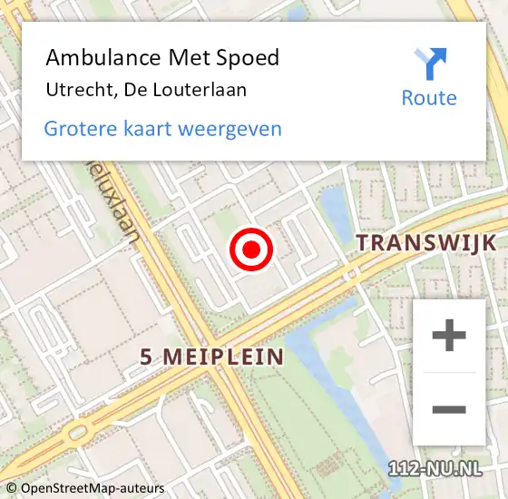 Locatie op kaart van de 112 melding: Ambulance Met Spoed Naar Utrecht, De Louterlaan op 1 april 2017 12:27