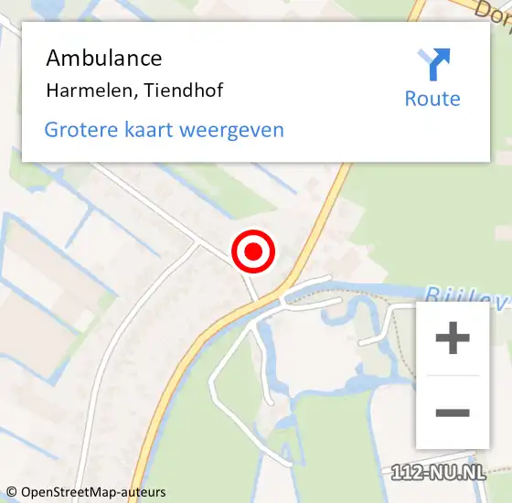 Locatie op kaart van de 112 melding: Ambulance Harmelen, Tiendhof op 1 april 2017 12:46