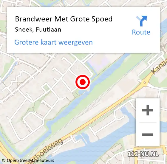 Locatie op kaart van de 112 melding: Brandweer Met Grote Spoed Naar Sneek, Fuutlaan op 1 april 2017 12:49