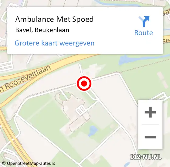 Locatie op kaart van de 112 melding: Ambulance Met Spoed Naar Breda, Beukenlaan op 1 april 2017 12:57