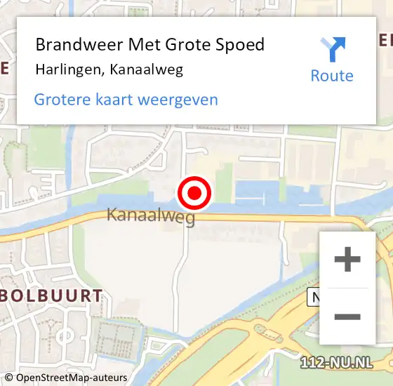 Locatie op kaart van de 112 melding: Brandweer Met Grote Spoed Naar Harlingen, Kanaalweg op 1 april 2017 13:17