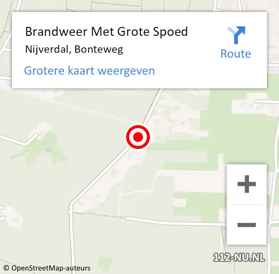 Locatie op kaart van de 112 melding: Brandweer Met Grote Spoed Naar Nijverdal, Bonteweg op 1 april 2017 13:49