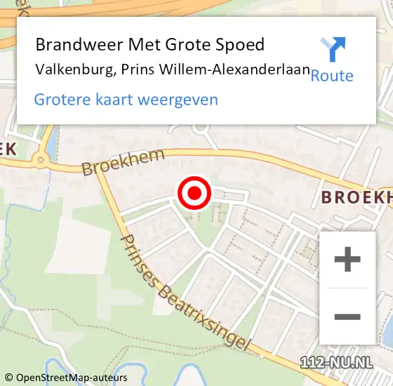 Locatie op kaart van de 112 melding: Brandweer Met Grote Spoed Naar Valkenburg, Prins Willem-Alexanderlaan op 1 april 2017 13:53