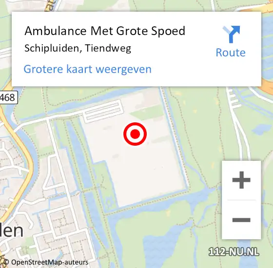 Locatie op kaart van de 112 melding: Ambulance Met Grote Spoed Naar Schipluiden, Tiendweg op 1 april 2017 14:03