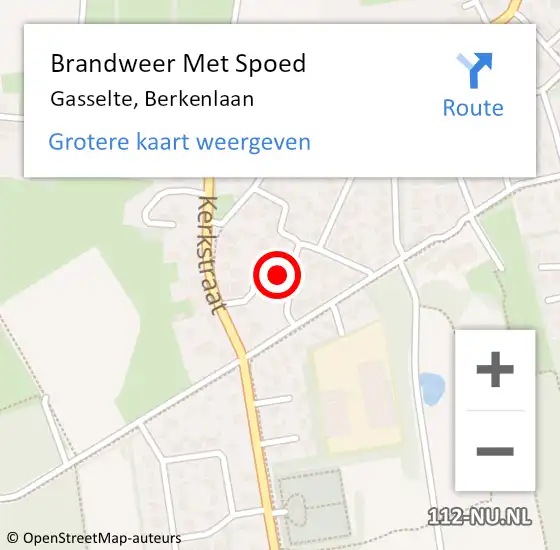 Locatie op kaart van de 112 melding: Brandweer Met Spoed Naar Gasselte, Berkenlaan op 1 april 2017 14:26