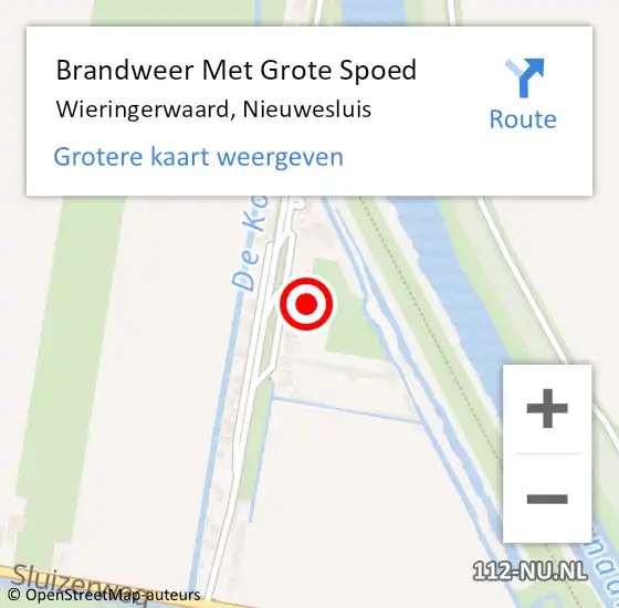 Locatie op kaart van de 112 melding: Brandweer Met Grote Spoed Naar Wieringerwaard, Nieuwesluis op 15 januari 2014 19:41