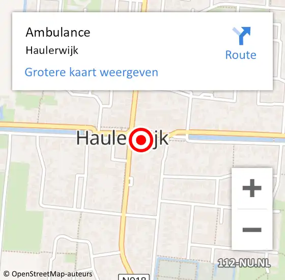 Locatie op kaart van de 112 melding: Ambulance Haulerwijk op 1 april 2017 18:18
