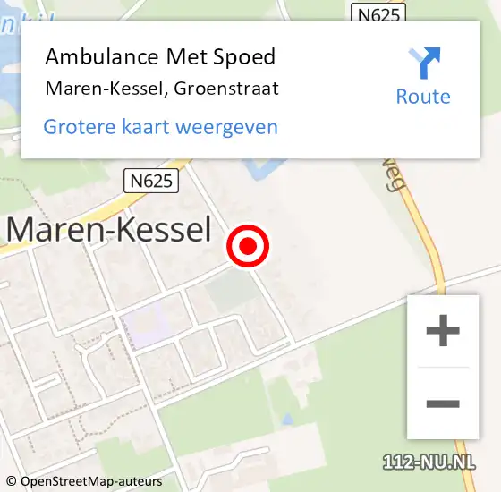 Locatie op kaart van de 112 melding: Ambulance Met Spoed Naar Maren-Kessel, Groenstraat op 1 april 2017 19:06