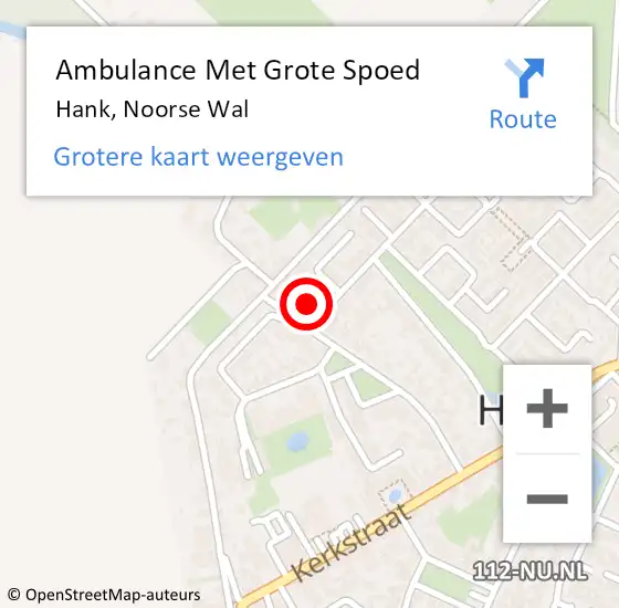 Locatie op kaart van de 112 melding: Ambulance Met Grote Spoed Naar Hank, Noorse Wal op 1 april 2017 19:29