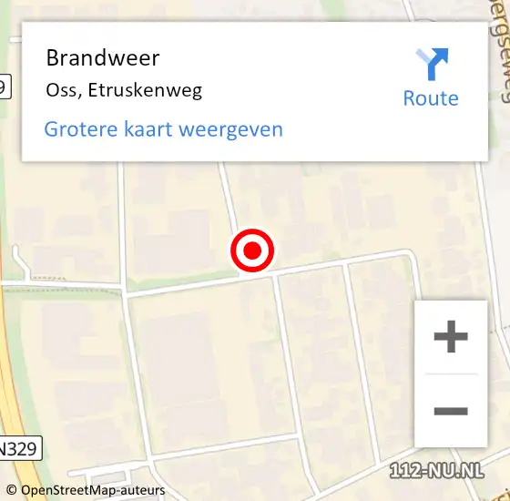 Locatie op kaart van de 112 melding: Brandweer Oss, Etruskenweg op 1 april 2017 19:37