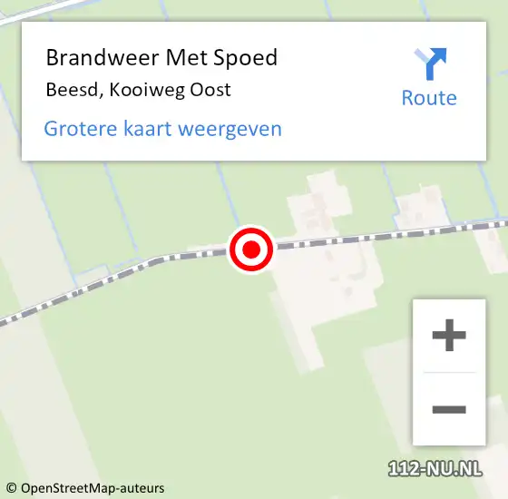 Locatie op kaart van de 112 melding: Brandweer Met Spoed Naar Beesd, Kooiweg Oost op 1 april 2017 20:15