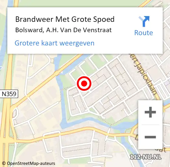 Locatie op kaart van de 112 melding: Brandweer Met Grote Spoed Naar Bolsward, A.H. Van De Venstraat op 1 april 2017 20:44