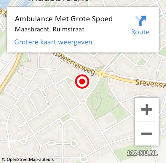 Locatie op kaart van de 112 melding: Ambulance Met Grote Spoed Naar Maasbracht, Ruimstraat op 1 april 2017 23:27