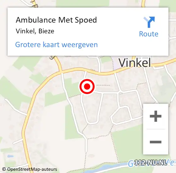 Locatie op kaart van de 112 melding: Ambulance Met Spoed Naar Vinkel, Bieze op 2 april 2017 00:01