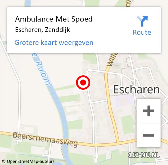 Locatie op kaart van de 112 melding: Ambulance Met Spoed Naar Escharen, Zanddijk op 2 april 2017 00:38