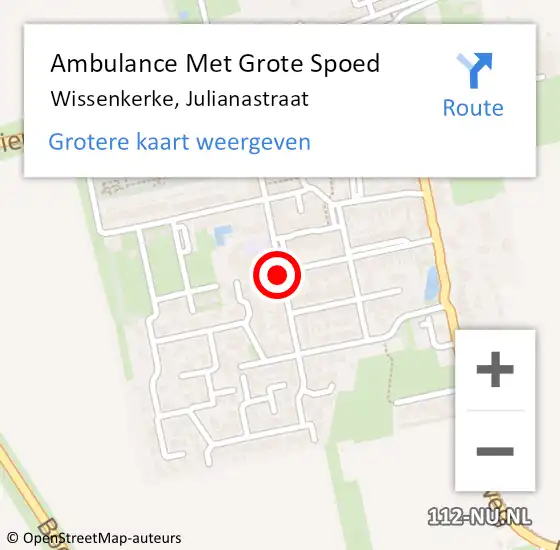 Locatie op kaart van de 112 melding: Ambulance Met Grote Spoed Naar Wissenkerke, Julianastraat op 2 april 2017 01:13