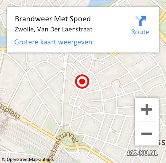 Locatie op kaart van de 112 melding: Brandweer Met Spoed Naar Zwolle, Van Der Laenstraat op 2 april 2017 01:53