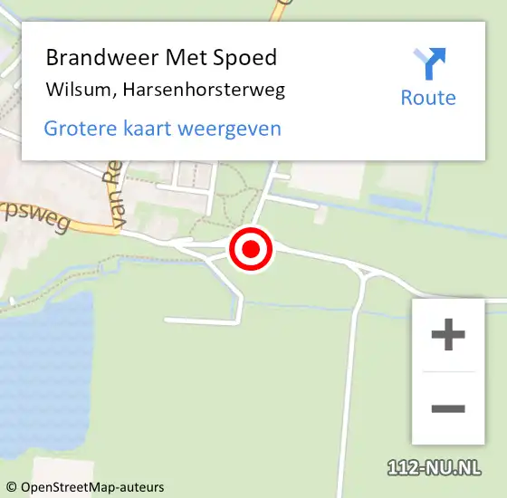 Locatie op kaart van de 112 melding: Brandweer Met Spoed Naar Wilsum, Harsenhorsterweg op 2 april 2017 02:12