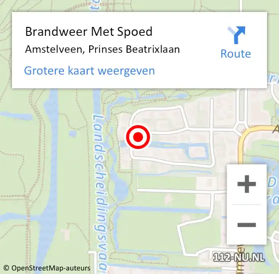 Locatie op kaart van de 112 melding: Brandweer Met Spoed Naar Amstelveen, Prinses Beatrixlaan op 2 april 2017 02:49