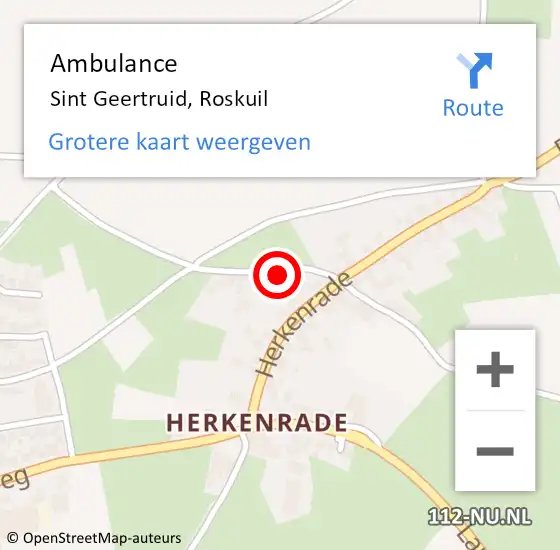 Locatie op kaart van de 112 melding: Ambulance Sint Geertruid, Roskuil op 15 januari 2014 20:43