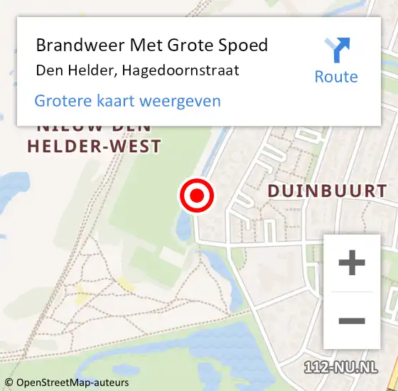 Locatie op kaart van de 112 melding: Brandweer Met Grote Spoed Naar Den Helder, Hagedoornstraat op 2 april 2017 02:58