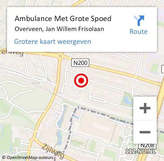 Locatie op kaart van de 112 melding: Ambulance Met Grote Spoed Naar Overveen, Jan Willem Frisolaan op 2 april 2017 03:21