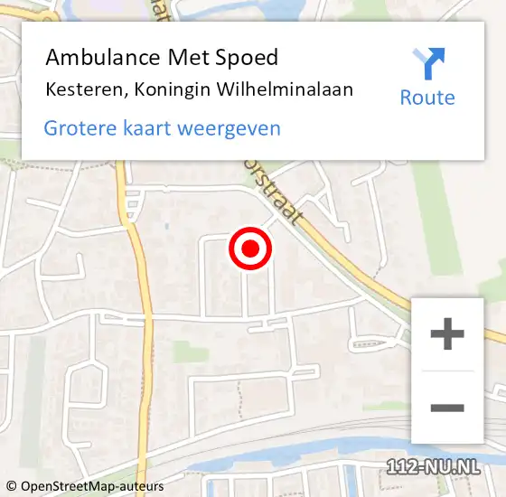 Locatie op kaart van de 112 melding: Ambulance Met Spoed Naar Kesteren, Koningin Wilhelminalaan op 2 april 2017 04:25