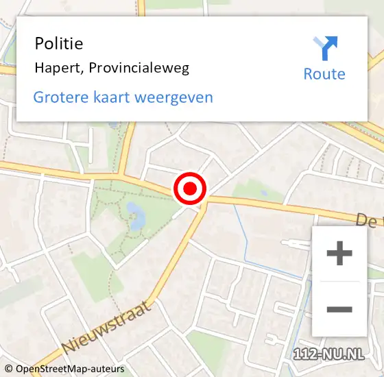 Locatie op kaart van de 112 melding: Politie Hapert, Provincialeweg op 2 april 2017 04:43