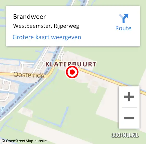 Locatie op kaart van de 112 melding: Brandweer Westbeemster, Rijperweg op 2 april 2017 04:52