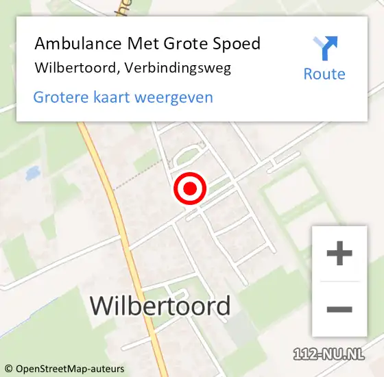 Locatie op kaart van de 112 melding: Ambulance Met Grote Spoed Naar Wilbertoord, Verbindingsweg op 2 april 2017 05:50