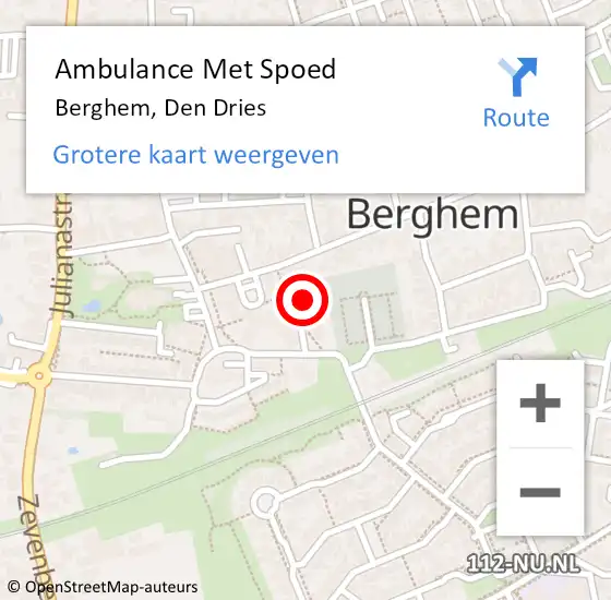 Locatie op kaart van de 112 melding: Ambulance Met Spoed Naar Berghem, Den Dries op 2 april 2017 07:33