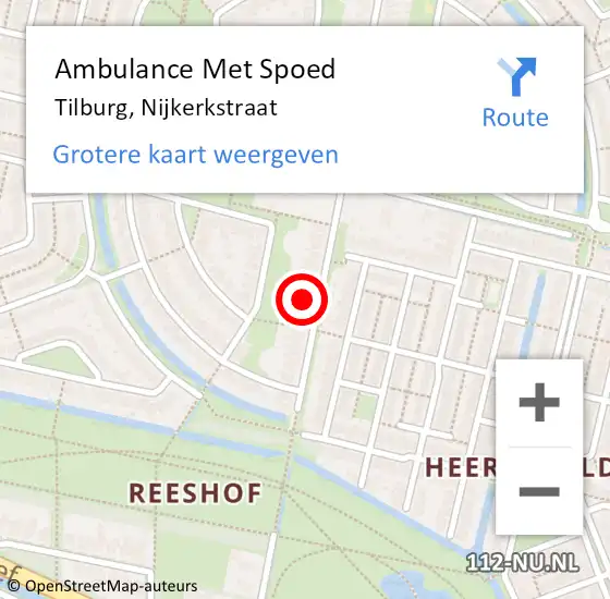 Locatie op kaart van de 112 melding: Ambulance Met Spoed Naar Tilburg, Nijkerkstraat op 2 april 2017 07:39