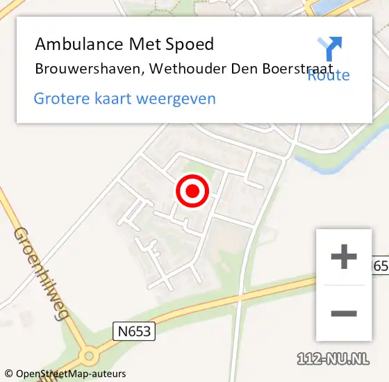 Locatie op kaart van de 112 melding: Ambulance Met Spoed Naar Brouwershaven, Wethouder Den Boerstraat op 2 april 2017 08:36