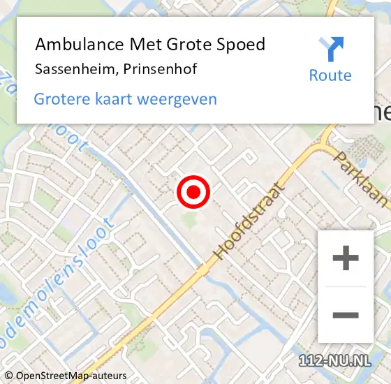 Locatie op kaart van de 112 melding: Ambulance Met Grote Spoed Naar Sassenheim, Prinsenhof op 2 april 2017 09:09