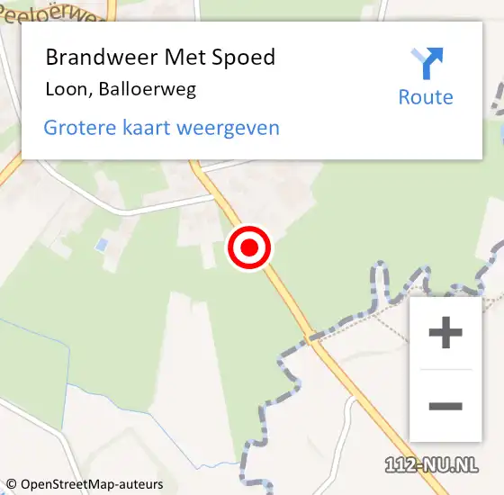 Locatie op kaart van de 112 melding: Brandweer Met Spoed Naar Loon, Balloerweg op 2 april 2017 09:36