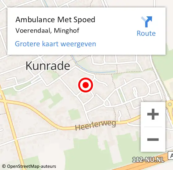 Locatie op kaart van de 112 melding: Ambulance Met Spoed Naar Voerendaal, Minghof op 15 januari 2014 21:14