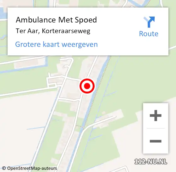 Locatie op kaart van de 112 melding: Ambulance Met Spoed Naar Ter Aar, Korteraarseweg op 2 april 2017 10:26