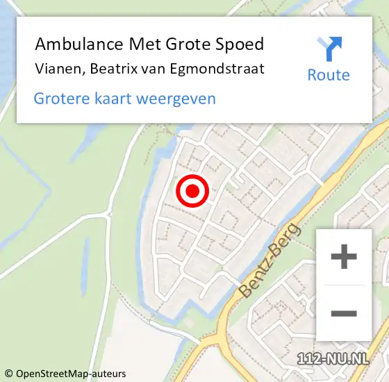 Locatie op kaart van de 112 melding: Ambulance Met Grote Spoed Naar Vianen, Beatrix van Egmondstraat op 2 april 2017 10:34