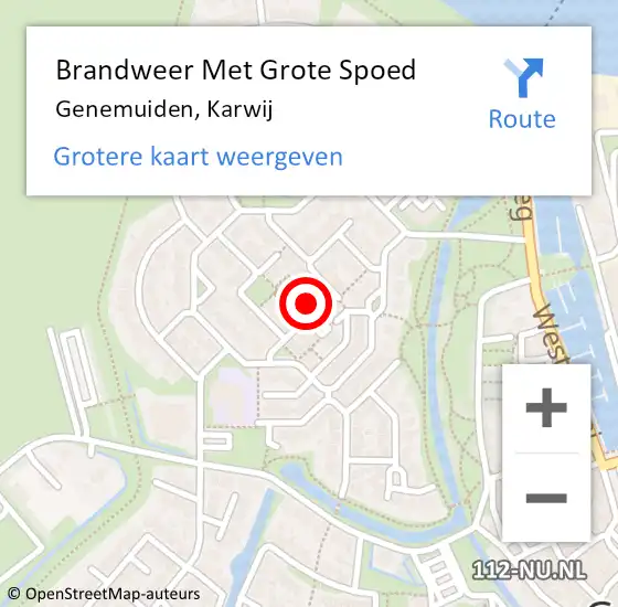 Locatie op kaart van de 112 melding: Brandweer Met Grote Spoed Naar Genemuiden, Karwij op 2 april 2017 10:49