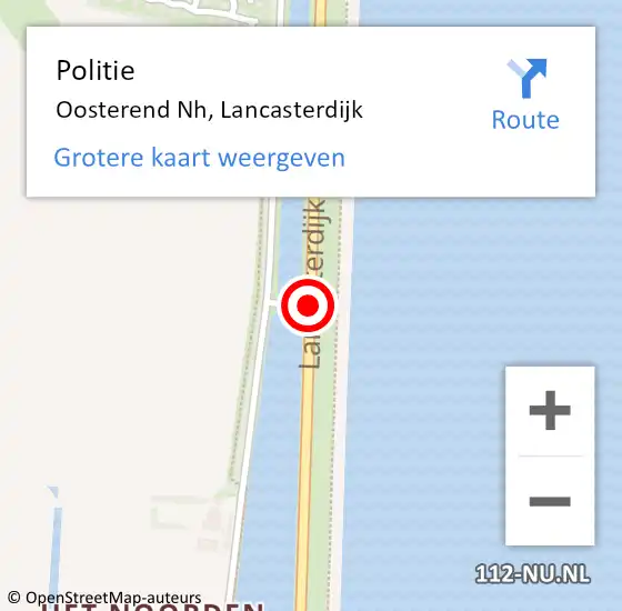 Locatie op kaart van de 112 melding: Politie Oosterend Nh, Lancasterdijk op 2 april 2017 11:15