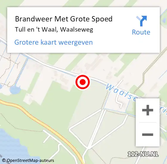 Locatie op kaart van de 112 melding: Brandweer Met Grote Spoed Naar Tull en 't Waal, Waalseweg op 2 april 2017 11:32